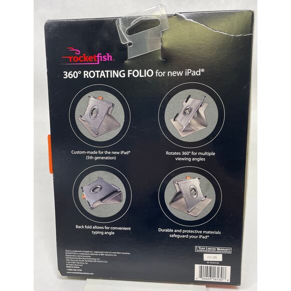 Rocketfish 360-Degrees Rotating Folio Case IPAD AIR - 5th Gen and Others BLACK - Picture 2 of 6